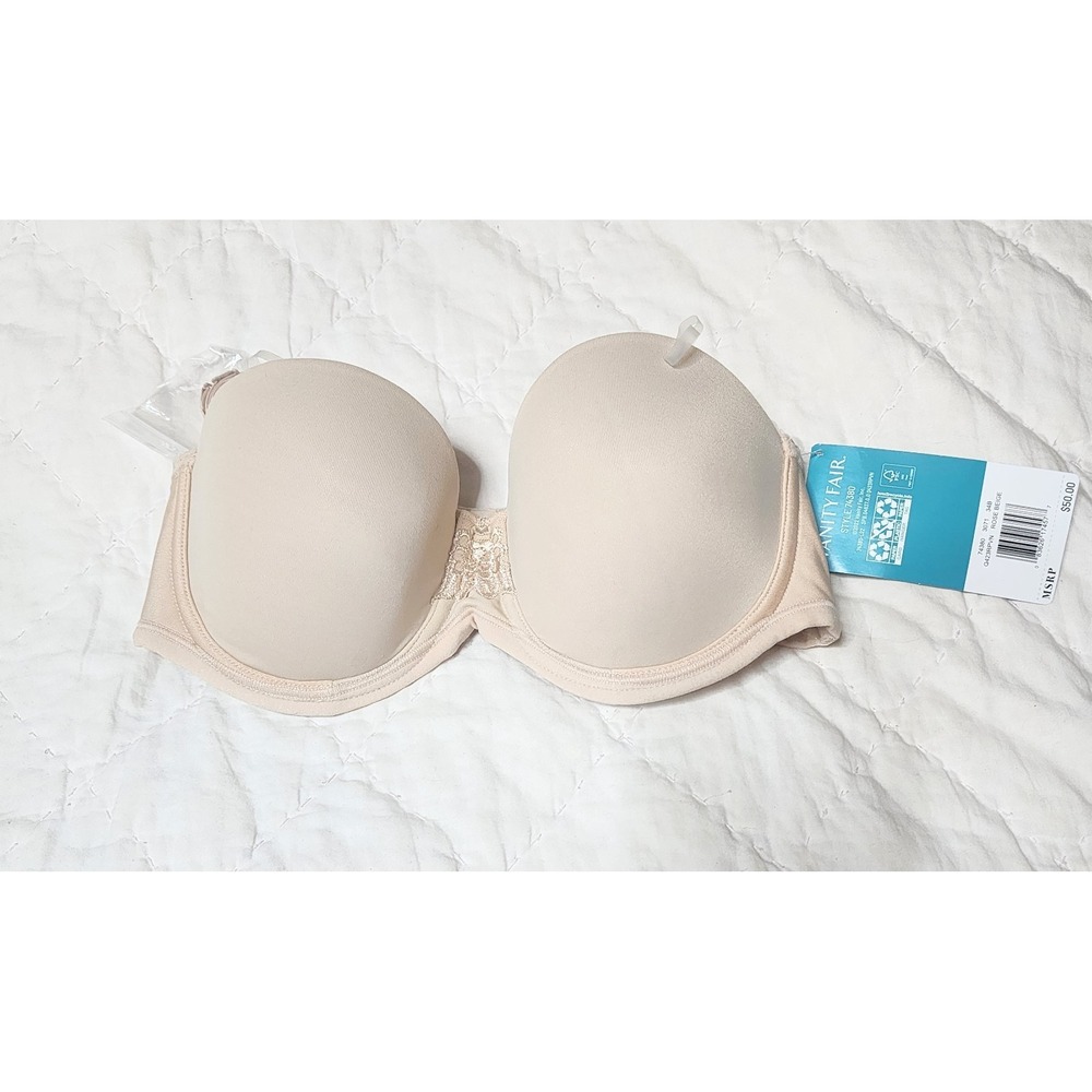 Vanity Fair 34B Beauty Back Strapless Bra 74380 Beige Lightly Lined
